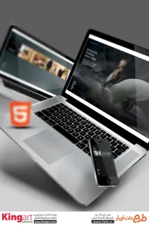 طرح پیش نمایش صفحه لپ تاپ و موبایل به صورت لایه باز با فرمت psd جهت پیش نمایش مانیتور لپ تاپ