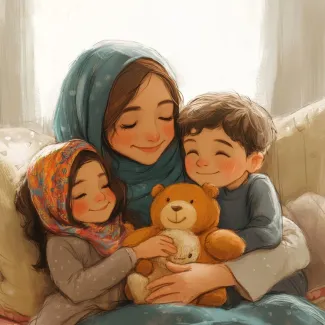 تصویر باکیفیت خانواده انیمیشنی عکس حرفه ای خانواده