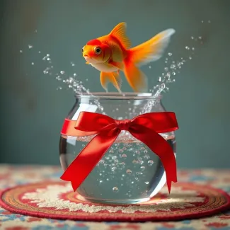 تصویر استوک پرش ماهی قرمز از تنگ آب عکس حرفه ای ماهی سفره هفت سین