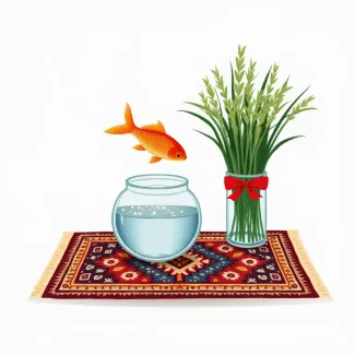 تصویر استوک ماهی قرمز و سبزه عید عکس حرفه ای ماهی گلی و سبزه
