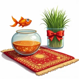 عکس کارتونی ماهی با تنگ در کنار سبزه عکس حرفه ای ماهی گلی و سبزه