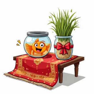 عکس سبزه و ماهی در تنگ تم کودکانه عکس حرفه ای ماهی گلی و سبزه