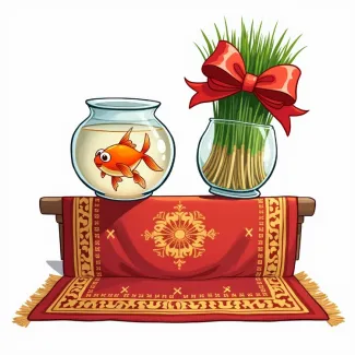 عکس کارتونی ماهی و سبزه تم نوروزی عکس حرفه ای ماهی گلی و سبزه