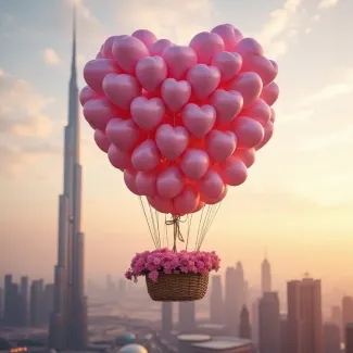 تصویر هوش مصنوعی باکس گل و بادکنک عکس حرفه ای گل