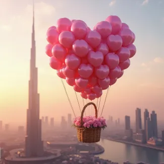 عکس بالن گل در منظره آسمانخراش عکس حرفه ای گل