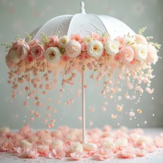 عکس استوک چتر گل رز با تم رنگ صورتی و سفید عکس حرفه ای گل