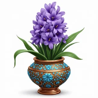 عکس هوش مصنوعی سنبل در گلدان سنتی عکس حرفه ای سنبل