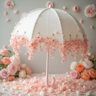 دانلود تصویر چتر و شکوفه صورتی عکس حرفه ای گل