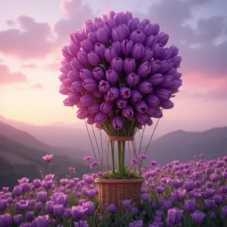 عکس گل لاله در سبد مدل بالن رنگی عکس حرفه ای گل