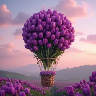 تصویر هوش مصنوعی بالن گل لاله عکس حرفه ای گل