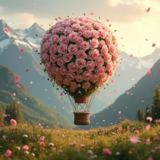 عکس دسته گل رز به شکل بالن تم صورتی عکس حرفه ای گل