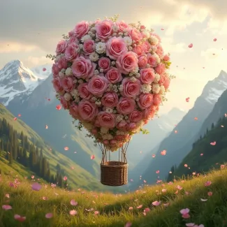 عکس هوش مصنوعی بالن گل رز صورتی عکس حرفه ای گل