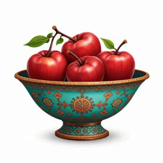 دانلود تصویر سیب در ظرف سنتی عکس حرفه ای سیب سفره هفت سین