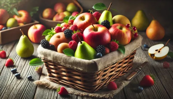 عکس با کیفیت سبد میوه با میوه های تابستانه عکس حرفه ای ظرف میوه