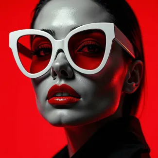 عکس زن با عینک آفتابی فریم سفید عکس حرفه ای عینک فروشی