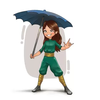 تصویرسازی دختر با چتر با فرمت psd و فتوشاپ