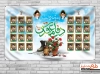 طرح بنر لایه باز یادواره شهدا شامل عکس رهبری، امام خمینی و قاب عکس شهدا و خوشنویسی دفاع مقدس
