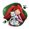 تصویرسازی دختر با گربه با فرمت psd و فتوشاپ