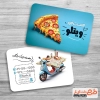 دانلود کارت ویزیت خام فست فودی شامل وکتور پیتزا و پیک موتوری جهت چاپ کارت ویزیت پیتزا فروشی
