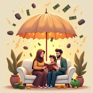 عکس خانواده زیر چتر حمایتی بیمه عکس حرفه ای بیمه