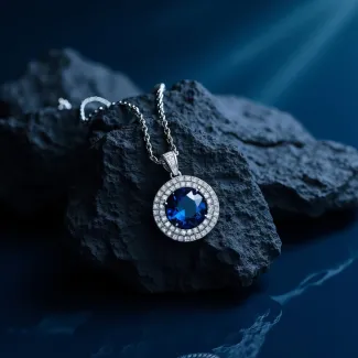 دانلود عکس هوش مصنوعی گردنبند آبی عکس حرفه ای جواهر