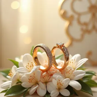 دانلود عکس حرفه ای انگشتر ست تزئین شده با گل عکس حرفه ای جواهر