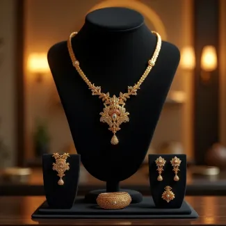 عکس استوک گردنبند گوشواره و النگوی طلا عکس حرفه ای جواهر