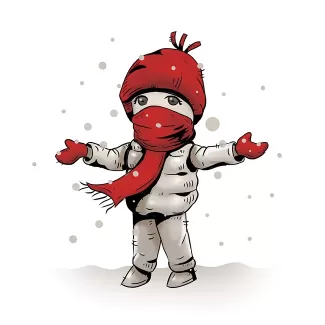 تصویرسازی پسر بچه و برف با فرمت psd و فتوشاپ