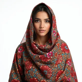 عکس استوک زن با شال سنتی برای تبلیغات شال و روسری عکس حرفه ای زن