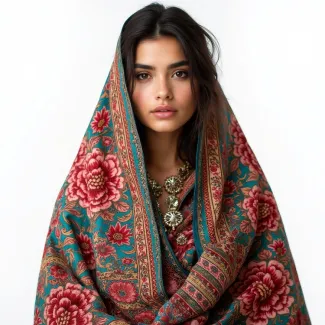 عکس دختر با شال گلدار تم ایرانی عکس حرفه ای زن
