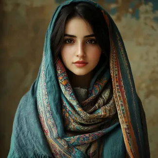 تصویر دختر با شال عکس حرفه ای مدل زن