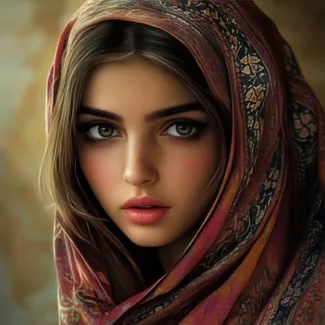 عکس هوش مصنوعی زن با روسری عکس حرفه ای مدل زن