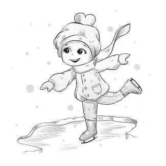 تصویرسازی دختر بچه اسکی سوار با فرمت psd و فتوشاپ