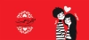 طرح ماگ روز عشق شامل تصویر سازی دختر و پسر جهت چاپ حرارتی بر روی لیوان و روز عشق
