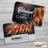 طرح کارت ویزیت رستوران لایه باز شامل عکس غذای ایرانی و مرغ جهت چاپ کارت ویزیت کبابی و رستوران