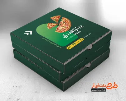 طرح خام جعبه گسترده پیتزا با رنگبندی سبز طرح خام جعبه گسترده پیتزا با رنگبندی سبز