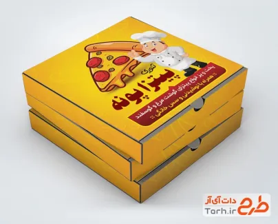 فایل لایه باز جعبه پیتزا شامل تصویرسازی پیتزا