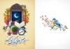 طرح لایه باز کارت دعوت عید نوروز شامل خوشنویسی عید طبیعت و عید بندگی مبارک
