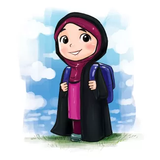 تصویرسازی دانش آموز با حجاب با فرمت psd و فتوشاپ