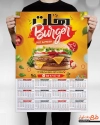 طرح تقویم دیواری همبرگر فروشی شامل عکس ساندویچ جهت چاپ تقویم ساندویچی و فستفود 1402