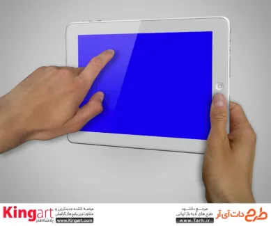 طرح آماده موکاپ رایگان ipad در دست به صورت لایه باز با فرمت psd جهت پیش نمایش صفحه iPad