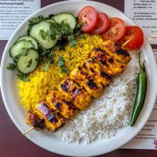 عکس گرافیکی بشقاب برنج و جوجه عکس حرفه ای رستوران