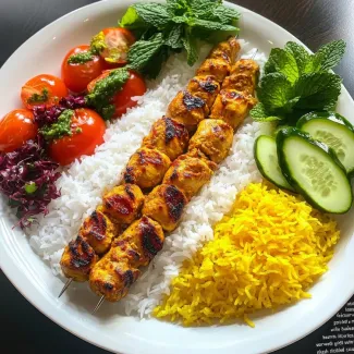 تصویر حرفه ای برنج جوجه و سالاد عکس حرفه ای رستوران