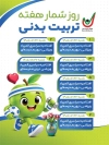 طرح بنر خام روز تربیت بدنی و ورزش شامل تصویرسازی سیب ورزشکار با فرمت PSD و قابل ویرایش