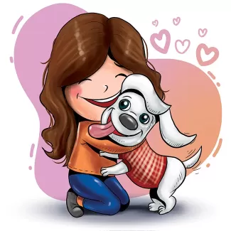 تصویرسازی دختر با سگ با فرمت psd و فتوشاپ