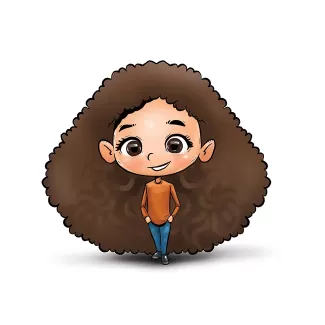 تصویرسازی دختر با موی فرفری با فرمت psd و فتوشاپ