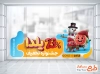 طرح لایه باز استیکر تخفیف ویژه یلدا شامل تصویرسازی هندوانه و انار