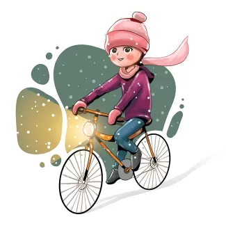 تصویرسازی دختر دوچرخه سوار با فرمت psd و فتوشاپ