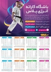 طرح تقویم باشگاه ورزشهای رزمی شامل عکس کاراته کار جهت چاپ تقویم ورزشهای رزمی 1405