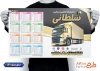 طرح تقویم دیواری نمایشگاه اتومبیل شامل رنگبندی مشکی طلایی